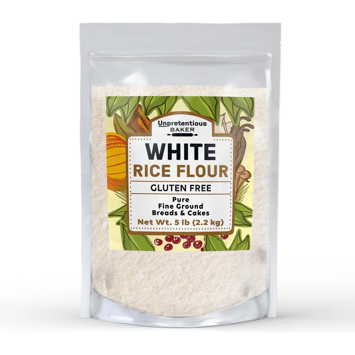 Unpretentious White Rice Flour, 5 lb, Cookies, Cakes, Muffins and Breads