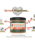 Americano Original Almond Butter Creamy, Natural Almond Butter, 15 Ounce, Sugar Free Almond Butter Creamy Almond Butter Natural Almond Butter No Sugar Added Almond Butter (1 Jar (Pack of 1))