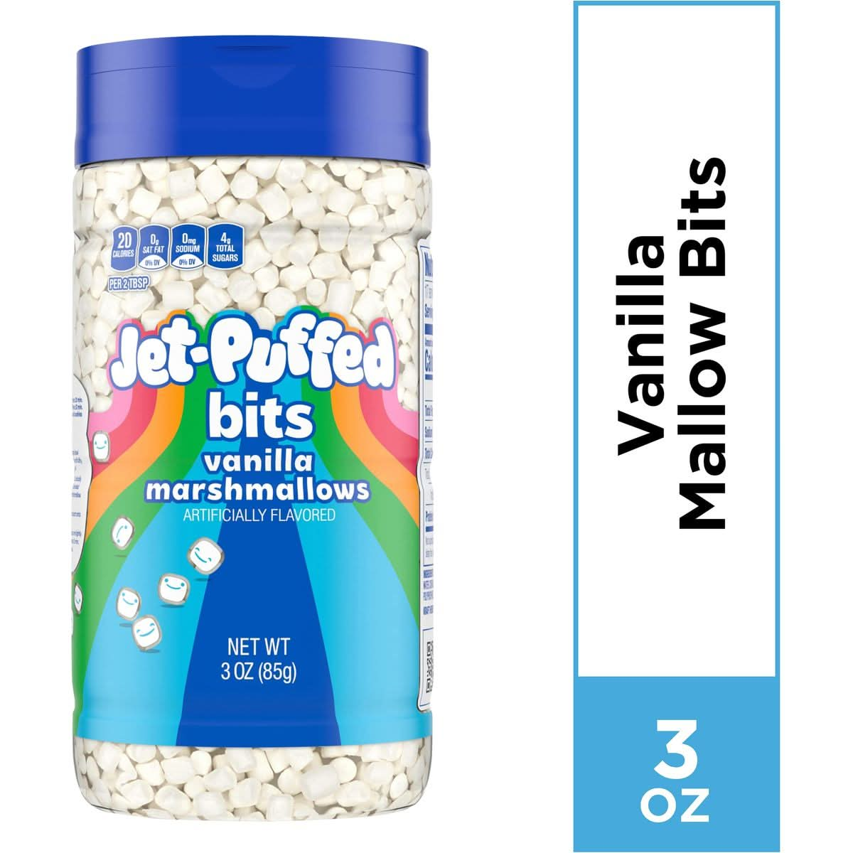 Kraft JetPuffed Mallow Bits Vanilla Flavor Marshmallows 3 Ounce Pack of 2 with By The Cup Portion Control Scoop