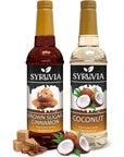 Syruvia Coffee Syrup Variety Pack  Brown Sugar Cinnamon  Coconut GlutenFree Kosher 254 fl oz Bottles  Enhance Your Coffee Experience with Premium Flavoring Syrups