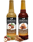 Syruvia Coffee Syrup Variety Pack  Hazelnut  Brown Sugar Cinnamon GlutenFree Kosher 254 fl oz Bottles  Enhance Your Coffee Experience with Premium Flavoring Syrups