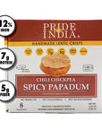 Pride Of India - Spicy Chickpea Masala Papadum Lentil Crisp, 10 count (3.53oz - 100gm) - Microwaveable Instant Chips, Gluten-Free Vegan Crackers, Healthy Protein, Fiber & Iron Rich Snacks