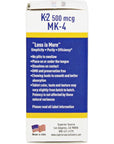 Superior Source Vitamin K2 MK-4 (Menaquinone-4), 500 mcg, Quick Dissolve MicroLingual Tablets, 60 Count, Healthy Bones and Arteries, Immune & Cardiovascular Support, Assists Protein Synthesis, Non-GMO