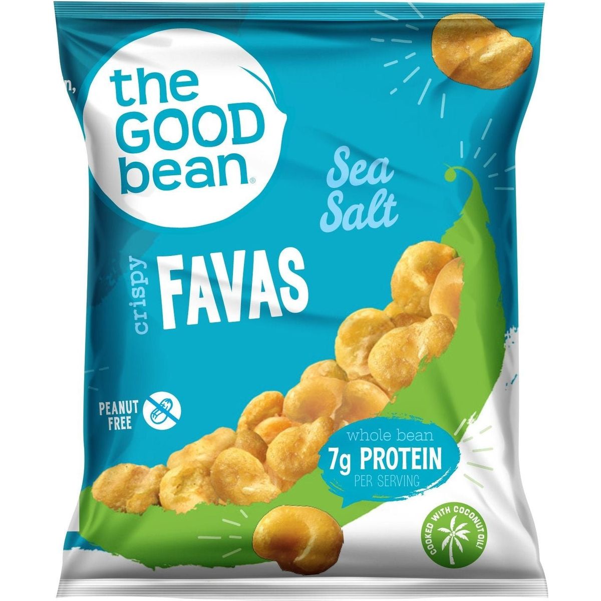 The Good Bean Crispy Favas - Sea Salt - (50 Pack) 1 oz Bag - Fava Beans - Vegan Snack with Good Source of Plant Protein and Fiber