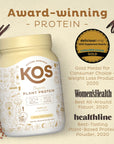 KOS Vegan Protein Powder Erythritol Free Vanilla USDA Organic  Pea Protein Blend Plant Based Superfood Rich in Vitamins  Minerals  Keto Dairy Free  Meal Replacement for Women  Men 28 Servings