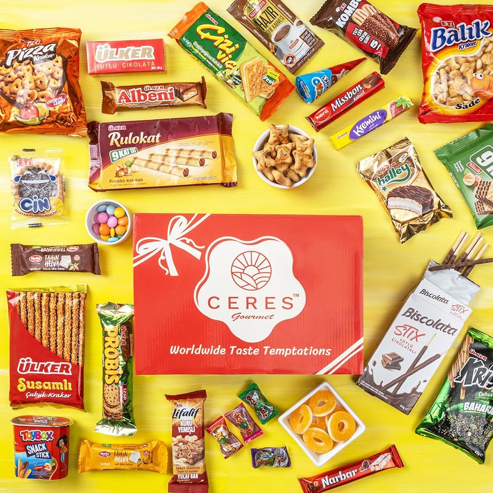 International Snack Box 30 Pcs Premium Foreign Rare Snack Food Gifts with Suprise ItemEuropean Snacks for Adults and Kids for Easter Day