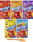 KoolAid Drink Mix Packets Cherry Orange Grape Lemonade and Tropical Punch Each Packet Makes 2 Quarts Pack of 30  with Make Your Day Stirrer