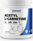 Nutricost Acetyl L-Carnitine (ALCAR) 250 Grams Powder - 1G Per Serving - 250 Servings