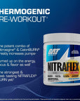 GAT SPORT NITRAFLEX Burn, Pre Workout Thermogenic Powder, Apple Melon, 30 Servings