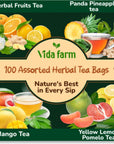 Assorted Tea Bags 100 Assorted Tea Bags Herbal Tea Set 4 Flavors Tropical Flavor Tea Bags Assortment Variety Pack Caffeine Free Sugar Free