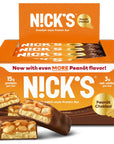 NICKS Protein Bars Chocolate Peanut  15g protein  200 calories  Low Carb Keto Friendly Snacks No Added Sugar Multipack 12 bars x 50g