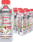 SueroX Zero Sugar Electrolyte Drink for Hydration - 21.3 Fl Oz - Coconut Refresh - 12 Count