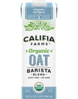 Califia Farms  Organic Oat Barista Blend Oat Milk 32 oz Shelf Stable Dairy Free Plant Based Vegan Non GMO Organic Milk Creamer Milk Frother Oatmilk