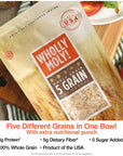 Wholly Moly 5 Grains Cereal MultiGrain Oatmeal of rye barley oats wheat and Khorasan wheat High Fiber No Sugar Added All Natural Vegan Friendly Whole Grain Council Certified