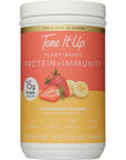 Tone It Up Plant Based Protein + Immunity Powder I Dairy Free, Gluten-Free, Kosher, Non-GMO Pea & Chia Seed Protein and Oat Milk for Women I 14 Servings, 15g of Protein + Vitamin C - Strawberry Banana