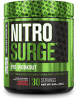 NITROSURGE Pre Workout Supplement - Endless Energy, Instant Strength Gains, Clear Focus, Intense Pumps - Nitric Oxide Booster & Preworkout Powder with Beta Alanine - 30 Servings, Cherry Limeade