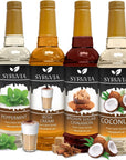 Syruvia Coffee Syrup Variety Pack Irish Cream Brown Sugar Cinnamon Coconut and Peppermint  GlutenFree Kosher 254 fl oz Bottles  Elevate Your Coffee Experience