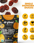 Drybox Unsulfured Organic Sun Dried Turkish Apricots Unsweetened No Sugar Added NonGMO Dried Apricots for Snacking in School Gym and Office  Resealable 1 lb per pack  1 Pack