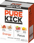 Pure Kick Energy Variety Pack  One Box of Energy Focus Variety and One Box of Energy Hydrate Variety  Pack of 2  Powdered Drink Mix  Zero Sugar and Low Calorie