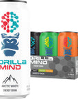 Gorilla Mind Energy Drink  Unmatched Energy  Amplified Focus  NAcetylLTyrosine AlphaGPC 200mg Caffeine Uridine Saffron  0 Sugar Or Artificial Colors  16oz 12Pack Variety Pack 1