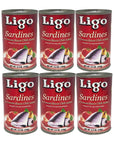 Sardines in Tomato Sauce with Chili Added Spicy  55oz Pack of 6 by Ligo