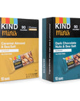 Kind Minis Variety Pack Contains 1 Caramel Almond  Sea Salt and 1 Dark Chocolate Nuts  Sea Salt Low Calorie Gluten Free Low Sugar Healthy Snacks Ilios Packaging 20 Bars