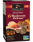 Bravo Tea 6 Mushroom Defense Herbal Tea Caffeine Free 20 Tea Bags 1 Count