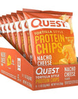 Quest Nutrition Tortilla Style Protein Chips - Nacho Cheese - 8 Bags