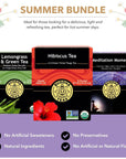 Buddha Teas  Organic Summer Tea Bundle  With Hibiscus Tea Lemongrass Green Tea  Meditation Moment Tea  Vitamins  Minerals  Refreshing Teas  Clean Ingredients  OU Kosher  NonGMO  Pack of 3