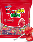 Colombina Bon Bon Bum Classic Lollipops  Sweet Strawberry with Chewy Bubble Gum Center Suckers GlutenFree Candy 6 oz Bags 10 Count  1 Pack