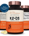 Live Conscious Vitamin K2 MK7 with D3 Supplement by LiveWell | Bone & Heart Health Support - Patented Vitamin K & Vitamin D3 5000 IU - 60 Softgels