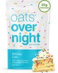 Oats Overnight - Birthday Cake - 20g Protein Breakfast Shake - Gluten Free, 5g Fiber, Non GMO Oatmeal (2.7 oz per meal) (8 Pack)