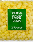 Claeys Sanded Lemon Drops Candy  Bulk Candy Lemon Drops Hard Candy  2 Pounds  Christmas Candy  Ideal for Holidays Sour Candy Lovers  Lemon Flavor