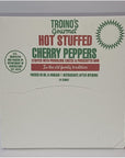 Troinos Gourmet Hot Stuffed Cherry Peppers with Prosciutto  Provolone 24 Individually Wrapped Hot Stuffed Singles in Counter Top Display Box