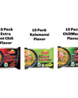 Pancit Canton Variety  3 Flavor Assortment 10 of each Citrus Kalamansi Chilimansi and Hot Chili  Pack of 30