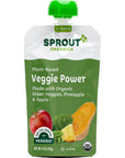 Sprout Organic Baby Food, Stage 4 Toddler Pouches, Green Veggie Power Pack, 4 Oz, Pack of 12