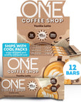 ONE Coffee Shop Protein Bars  Caffeine Vanilla Latte Gluten Free with 20g Protein and only1g Sugar GuiltFree Snacking for High Protein Diets 212 oz 12 Count