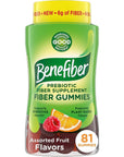 Benefiber Prebiotic Fiber Supplement Gummies for Digestive Health, Assorted Fruit Flavor - 81 Count