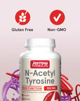 Jarrow Formulas N-Acetyl Tyrosine 350 mg - 120 Capsules - Supports Brain Health & Function - Dietary Supplement - Contains Vitamin B6 for Amino Acid Metabolism - 120 Servings