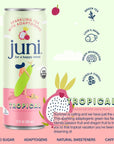 Juni Sparkling Tea with Adaptogens Tropical Tea Zero Sugar 5 Calories Organic Iced Tea Natural Caffeine from Green Tea Vegan Adaptogen Drink 12 Fl Oz Cans 12Pack