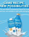 Ripple Unsweetened Original NonDairy Milks  Vegan Milk with 8g Pea Protein  Shelf Stable  NonGMO Plant Based Gluten Free  32 Fl Oz Pack of 6 Unsweetened Original