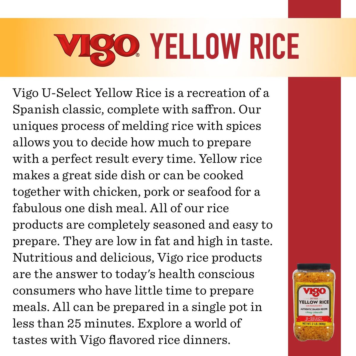 Vigo Authentic Saffron Yellow Rice Low Fat 2lb Pack of 1