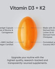 Sports Research Vitamin D3 K2 with 5000iu of Vegan D3 & 100mcg of Vitamin K2 as MK7 | Non-GMO Verified, Vegan Certified, Gluten & Soy Free - 60 Liquid Softgels