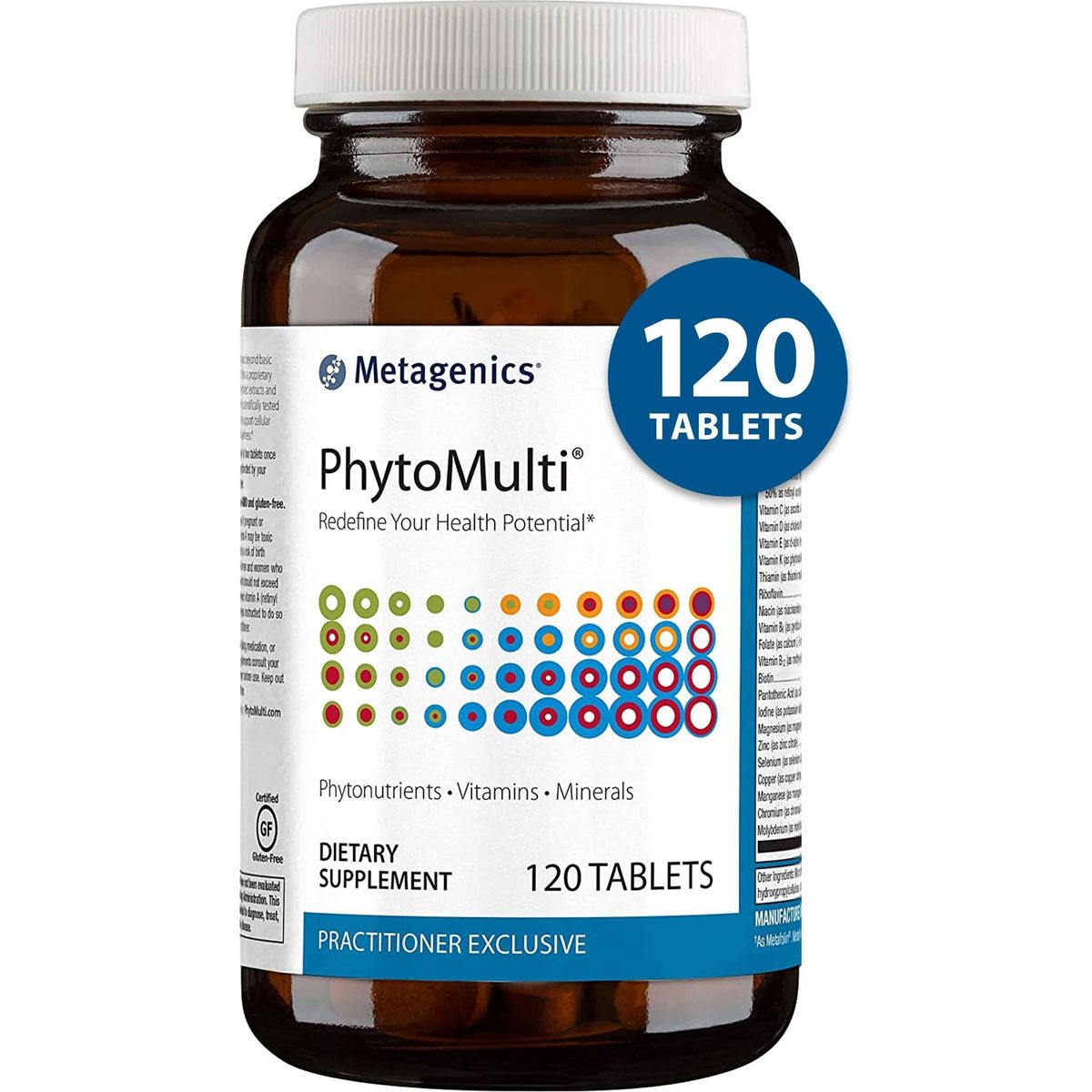 Metagenics PhytoMulti Without Iron - Daily Multivitamin Supplement with Phytonutrients, Vitamins and Minerals for Multidimensional Health Support - 120 Tablets, 60 Day Supply