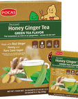 Pocas Honey Ginger Tea  Instant Tea Powder Packets with Green Tea Extract  Ginger Honey Crystals Tea NonGMOGluten FreeCaffeine Free Tea 20 Count