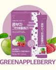 Kombucha Powder Tea Pack Korean Healthy Beverage Juice  Korean Tea Drink Zero Sugar Sparkling Fermented Probiotics  Prebiotics 10 sticks Green Apple Berry