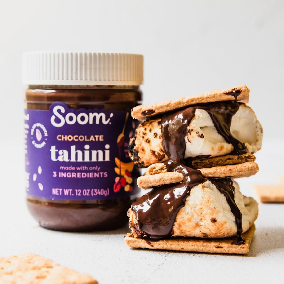 Soom Foods Chocolate Sesame Spread  12oz 2 Pack  Made with 3 Ingredients Low Sugar DairyFree NutFree GlutenFree Palm OilFree  5g Protein  Better for You Chocolate Spread