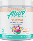 Alani Nu Pre Workout Powder | Amino Energy Boost | Endurance Supplement | Sugar Free | 200mg Caffeine | L-Theanine, Beta-Alanine, Citrulline | 30 Servings (Island Crush)