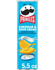 Pringles Potato Crisps Chips, Lunch Snacks, On-The-Go Snacks, Cheddar and Sour Cream, 5.5oz Can (One Can)