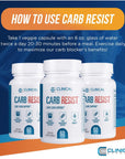 Clinical Effects Carb Resist - Carb Blocker with Vitamin C - 60 Capsules - Ideal for Keto or Low Carb Lifestyle - Supports Heart Health and Weight Management - Plant-Based